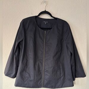 Eileen Fisher Polished Ramie Silk Moto‎ Style 3/4 Sleeves Full Zip Stretch XL